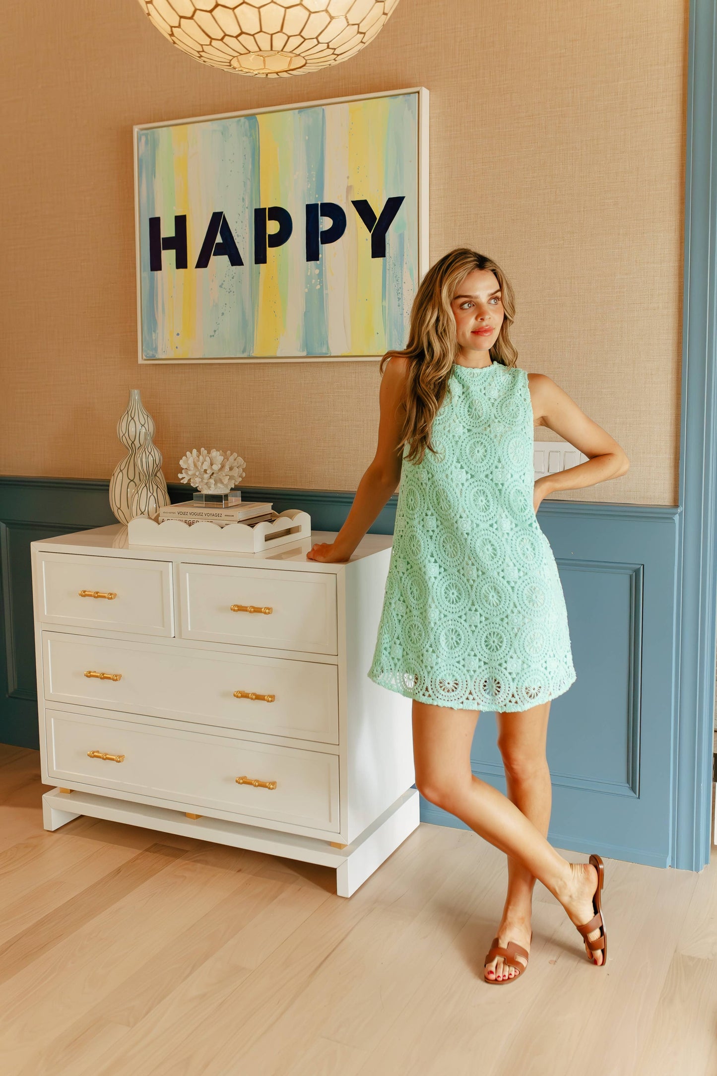 Mint Eyelet Shift Dress
