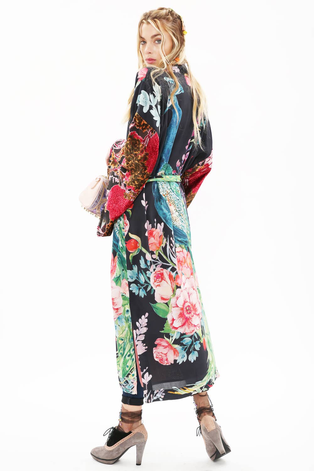 Sweet Fantasy Kimono | Peacock Floral Print | Women's Kimono