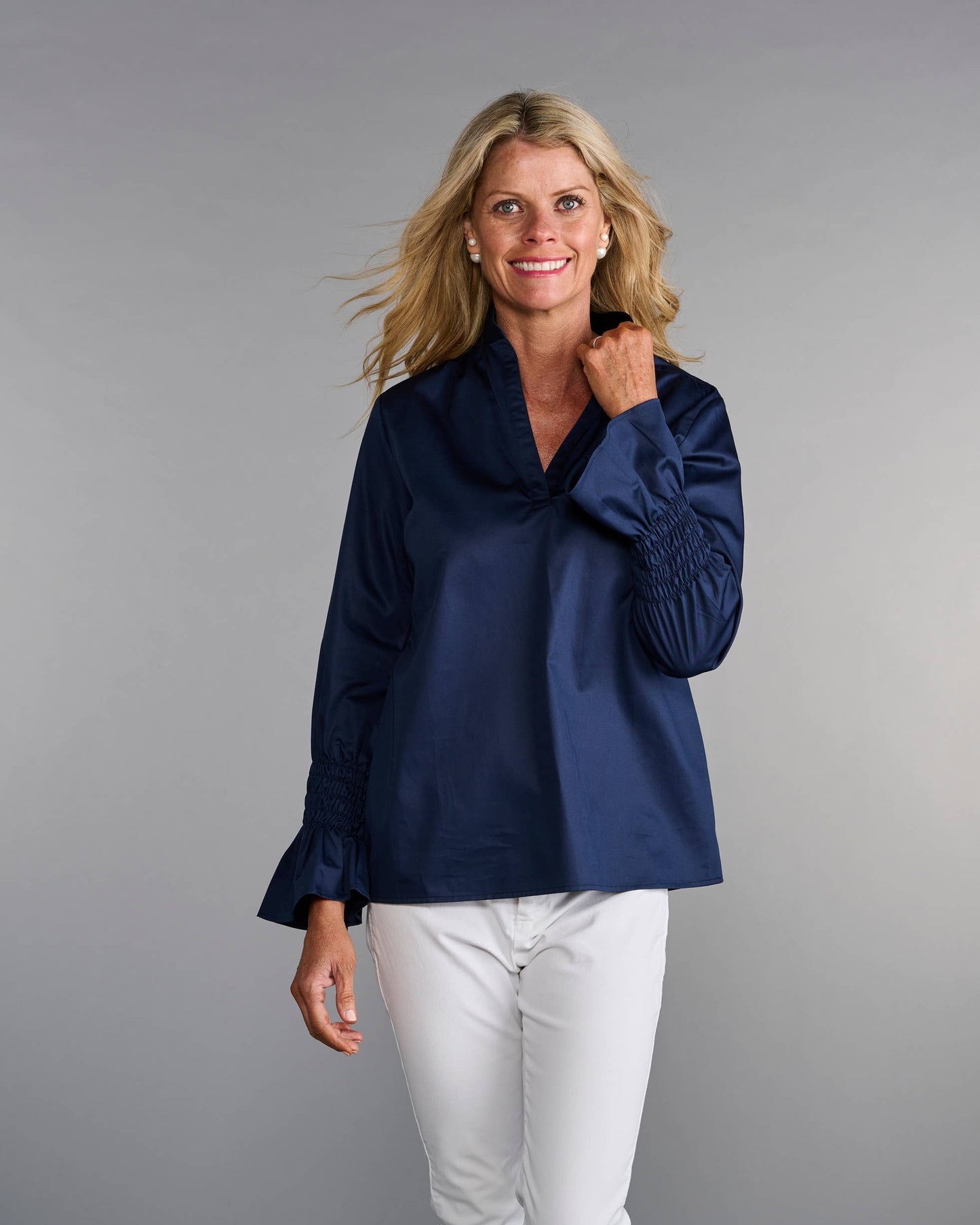 The Smocked Tunic in Deep Dark Blue