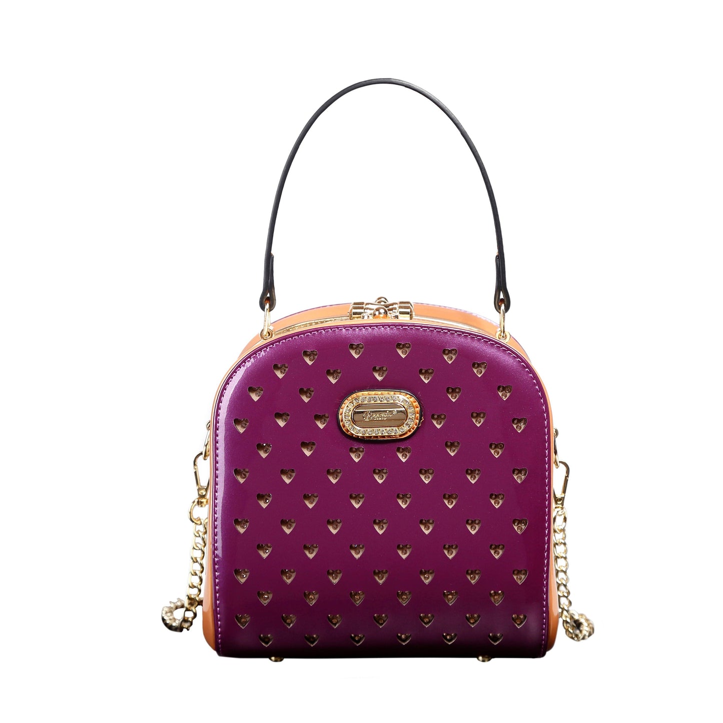 Brangio Italy Elegant Heart-Embellished Top Handle Bag