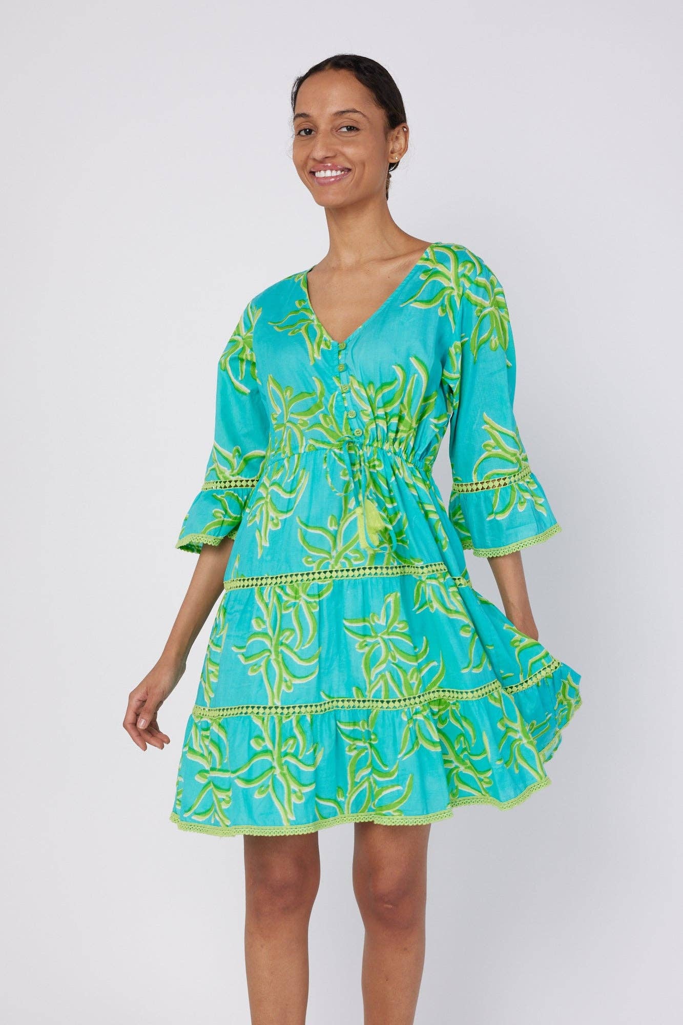 Desideria Resort Spring Summer Dress Blue Green