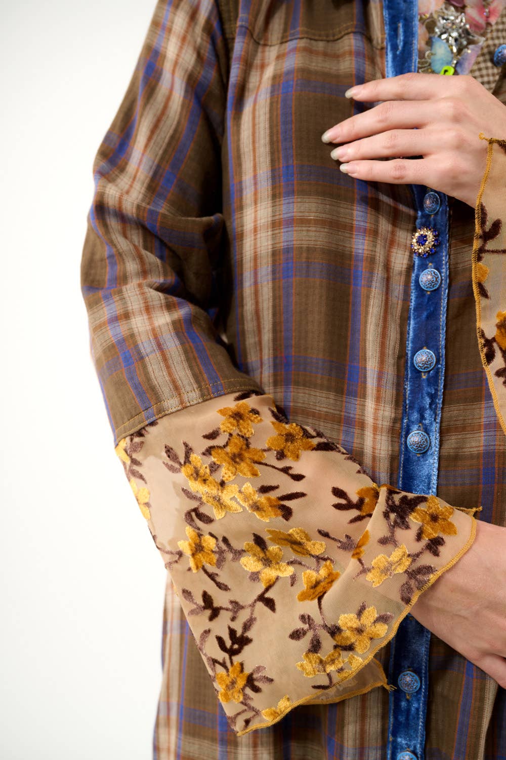 Anna Button Up Shirt Dress | Plaid Maxi | Peacock Print