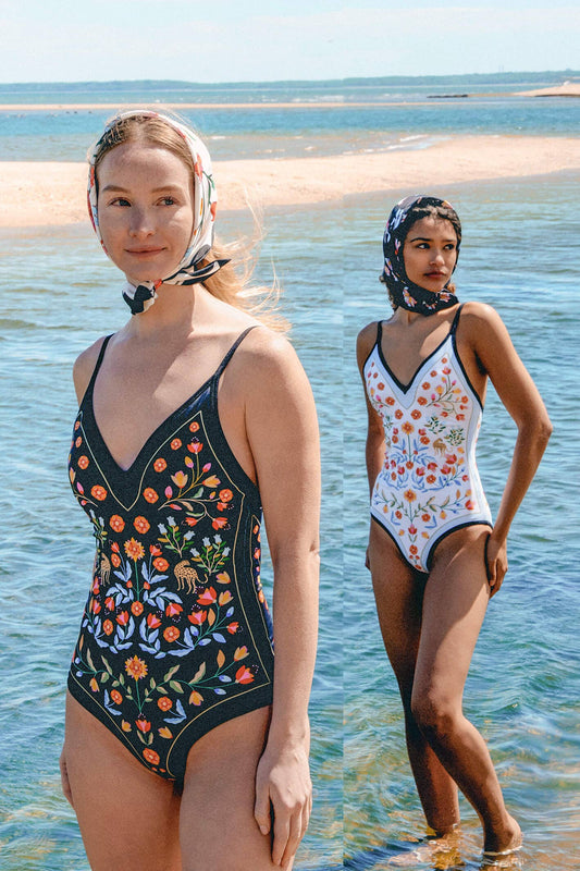 Night Imagination Reversible V-Neck One-Piece Swimsuit