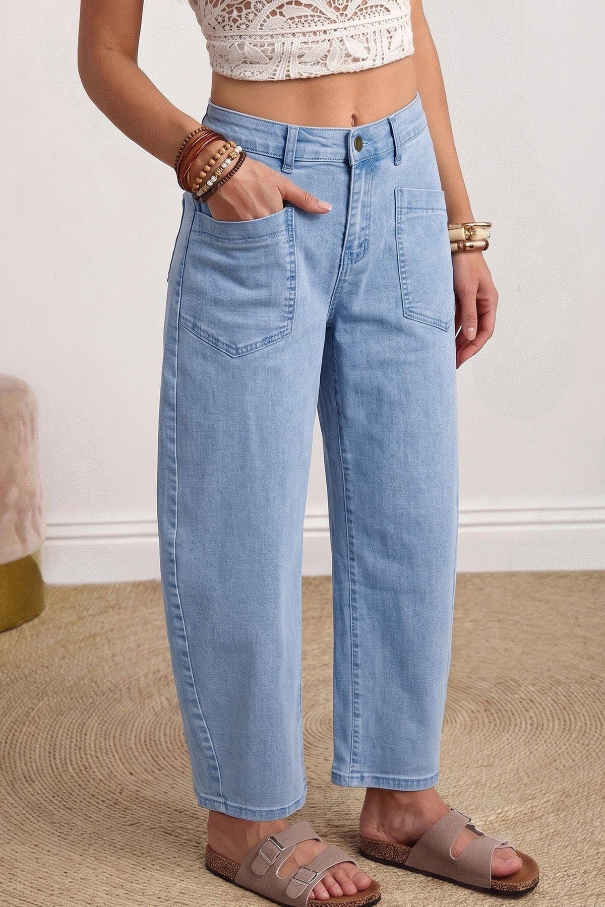 Briar Coffee Barrel Jeans | Patch Pocket Denim