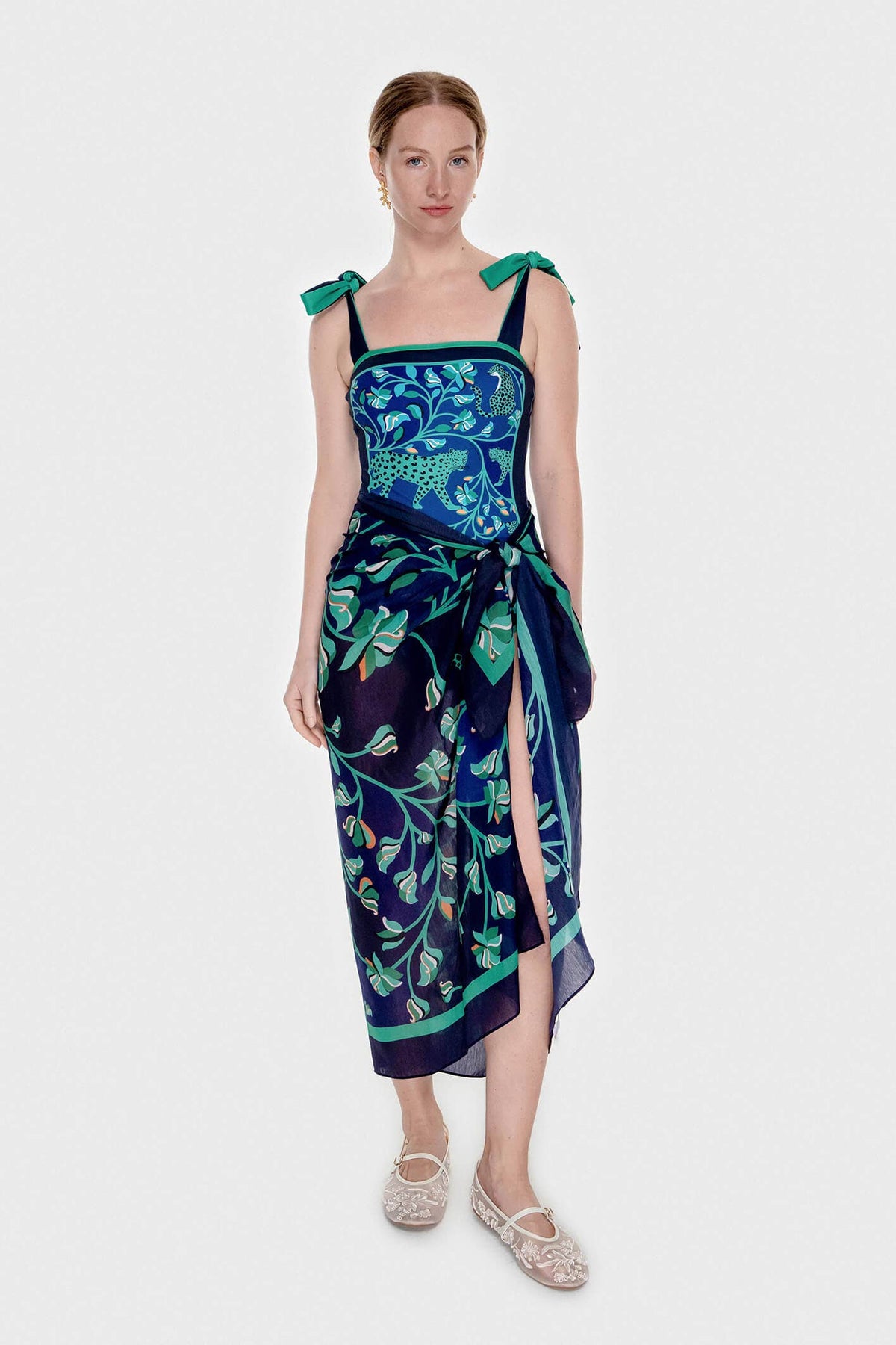 Beach Sarong Wrap - Leopards In The Verdant Wild