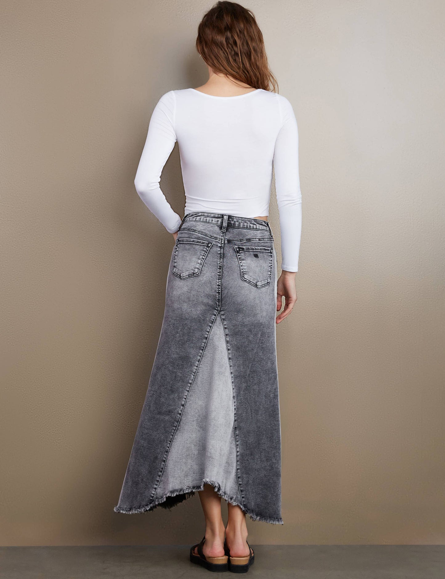 Selma Pieced Denim Maxi Skirt