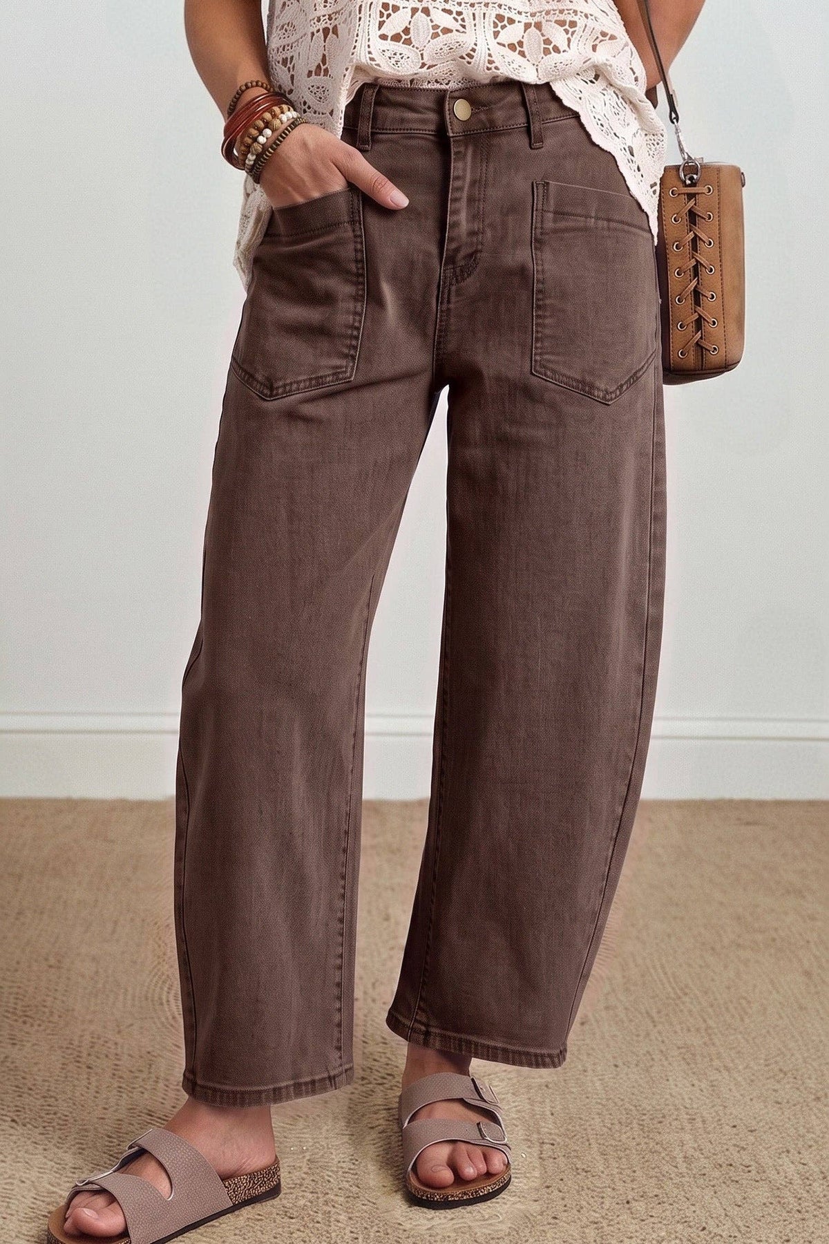 Briar Coffee Barrel Jeans | Patch Pocket Denim