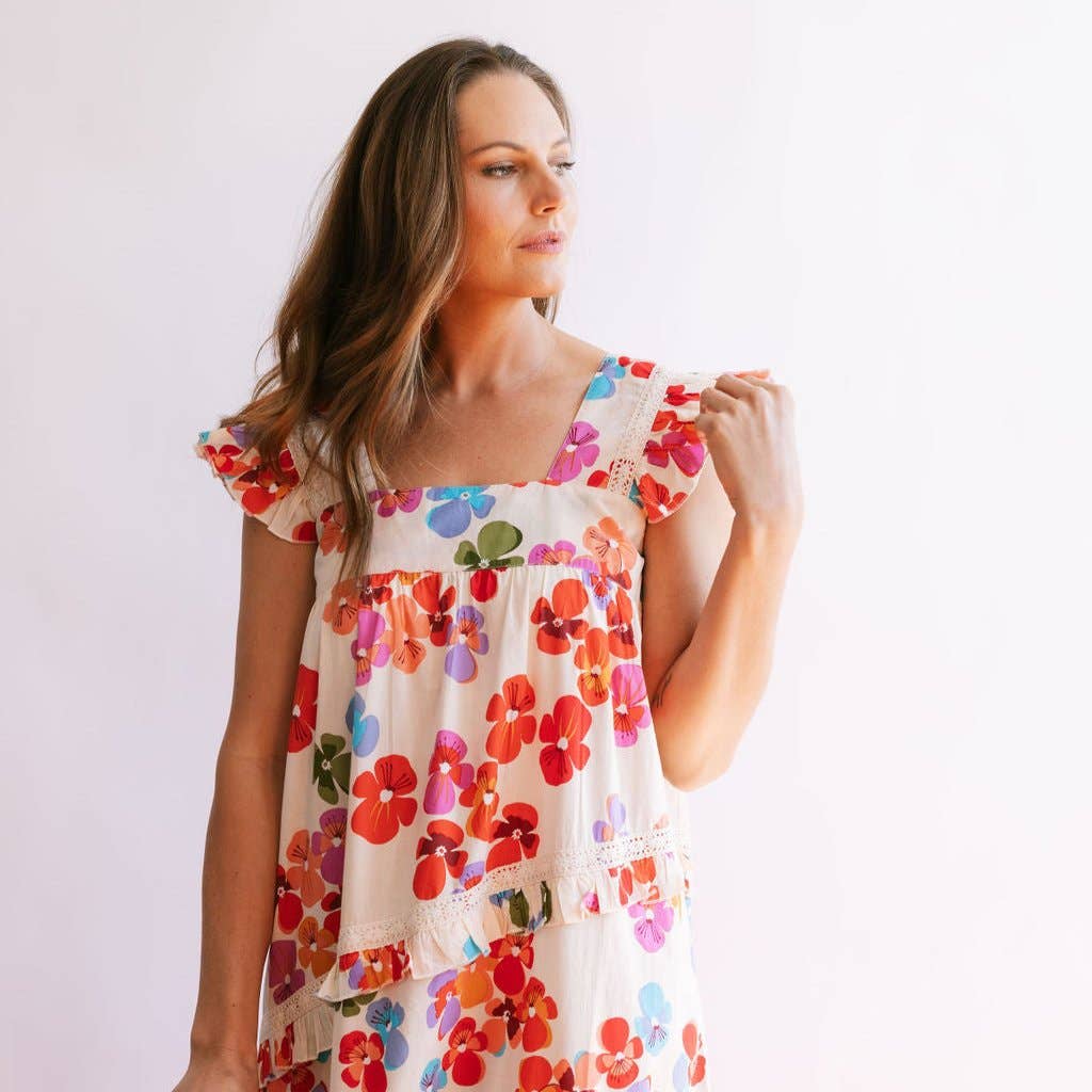 Rainbow Flower Olla Dress