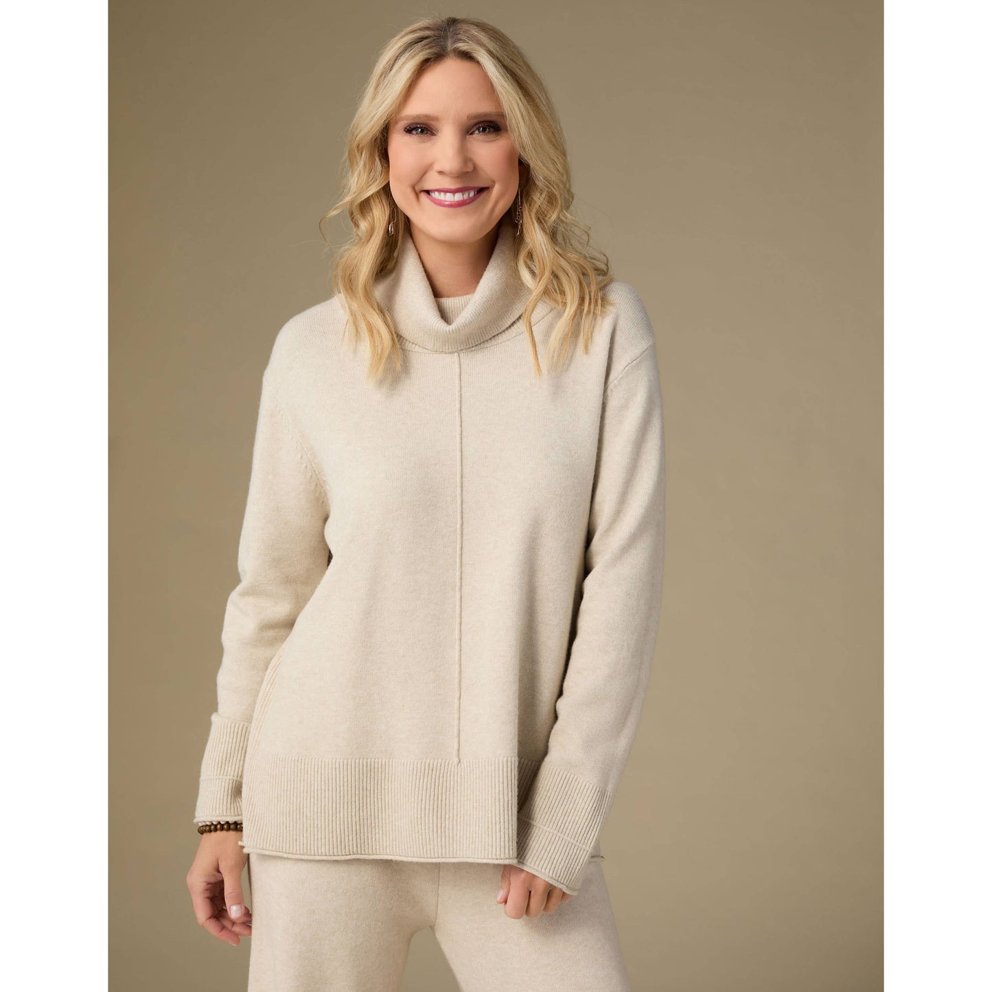 Heavenly-Luxe Cowl Neck with Rib Trim Detail