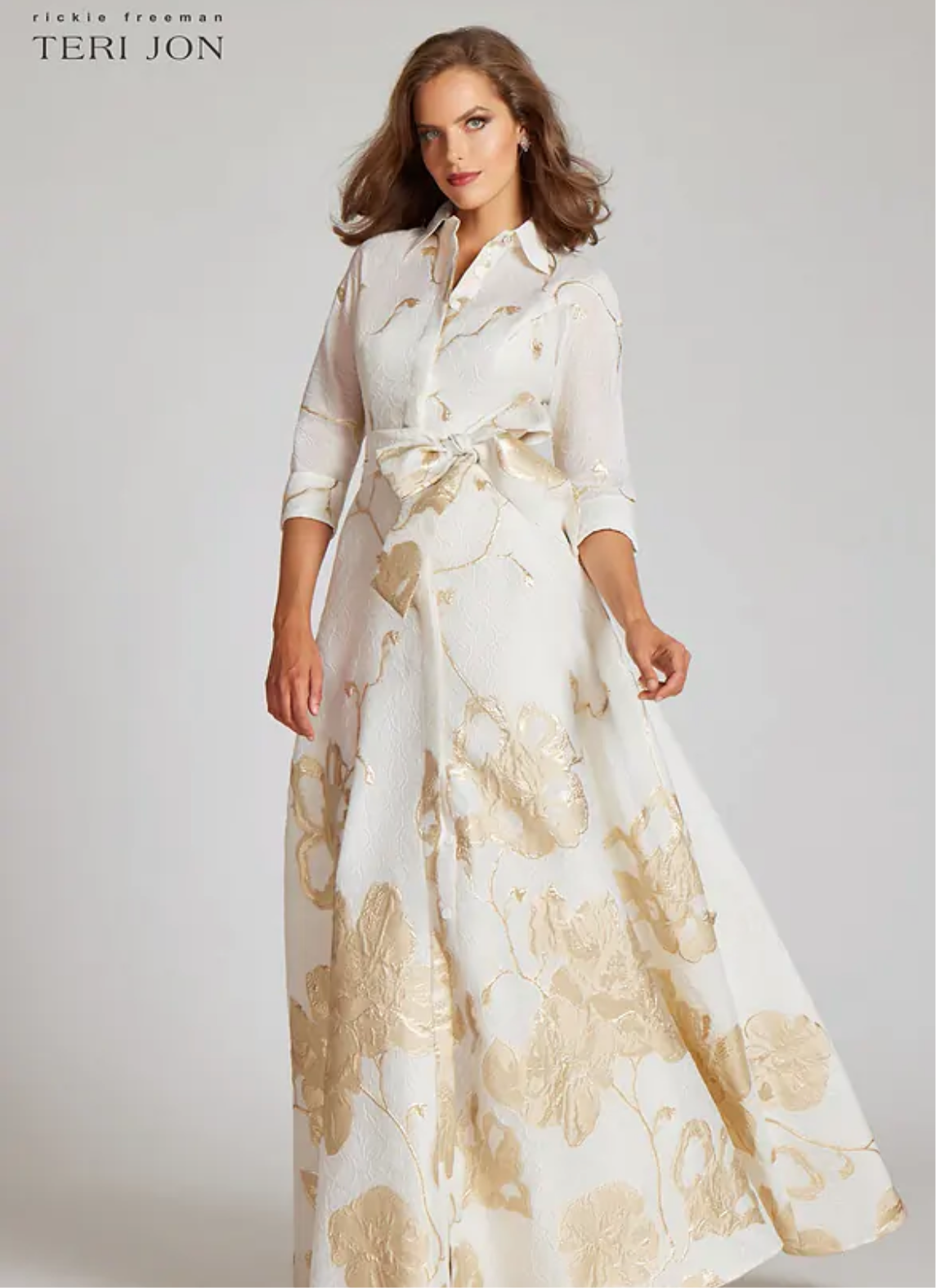 JACQUARD BORDER PATTERN SHIRT GOWN