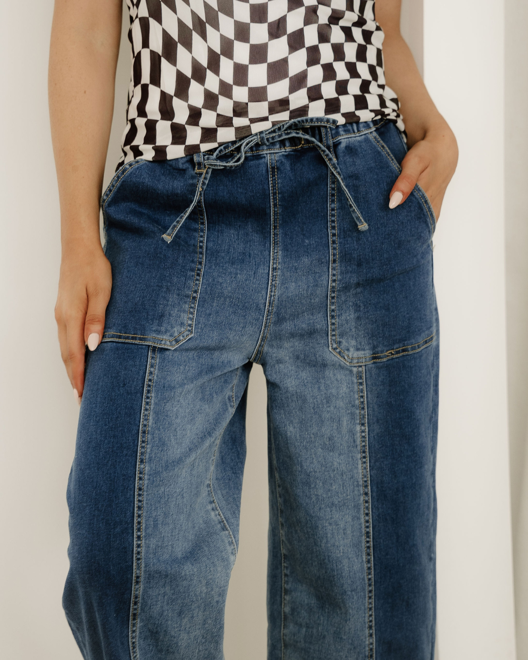 Beau Blue Jeans-Prussian Blue | Wide Leg Pants | Raw Hem