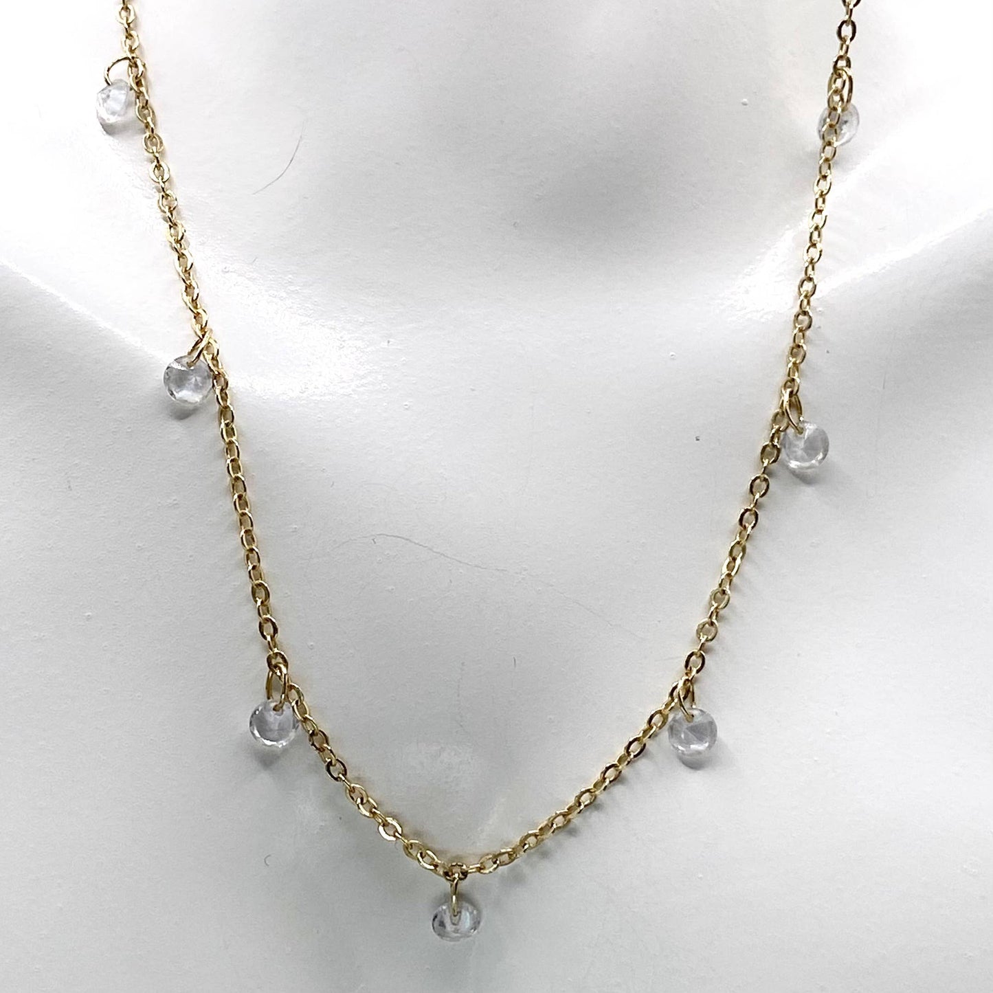 Layering necklace crystal bean chain 