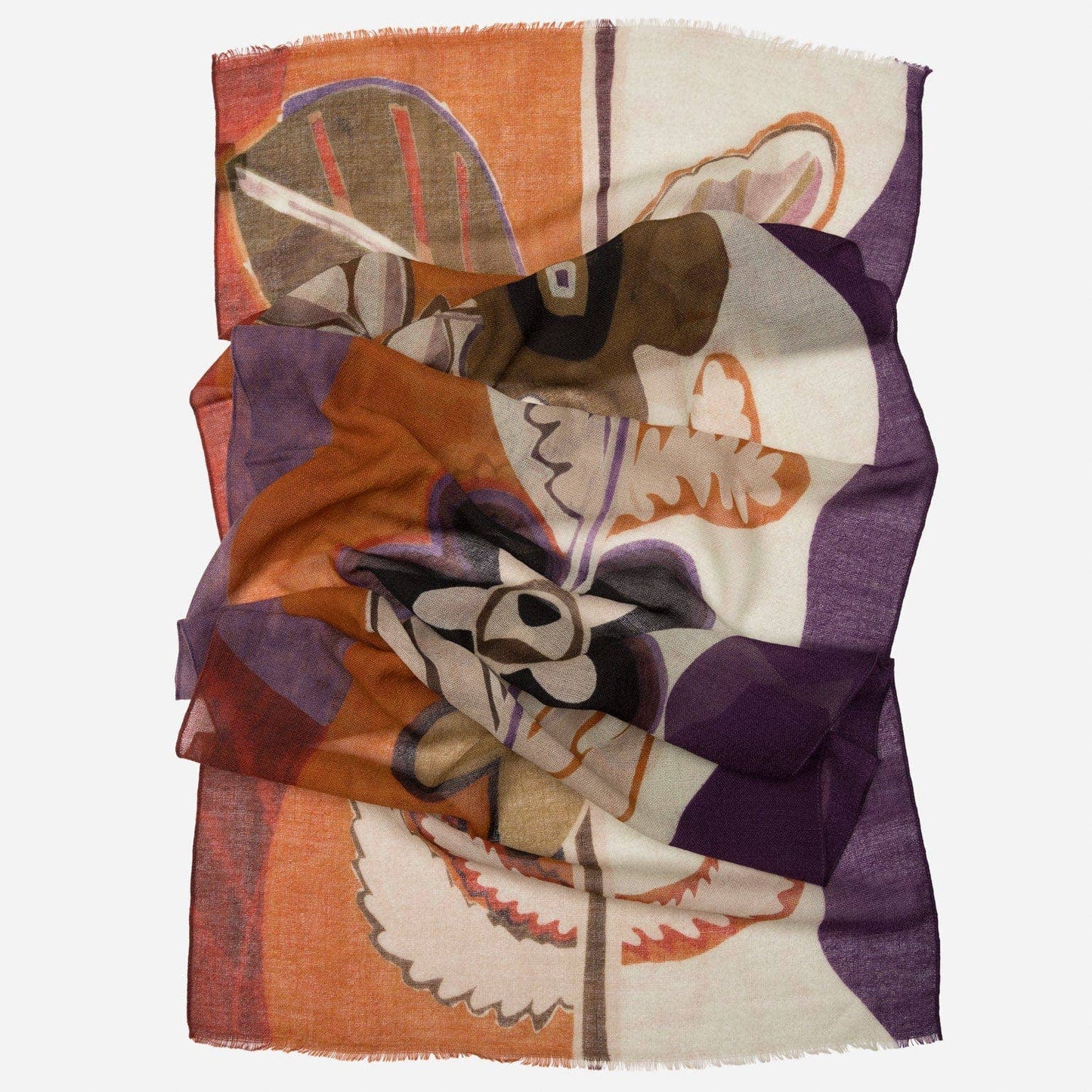Irene - Wool Scarf - Rust and Purple