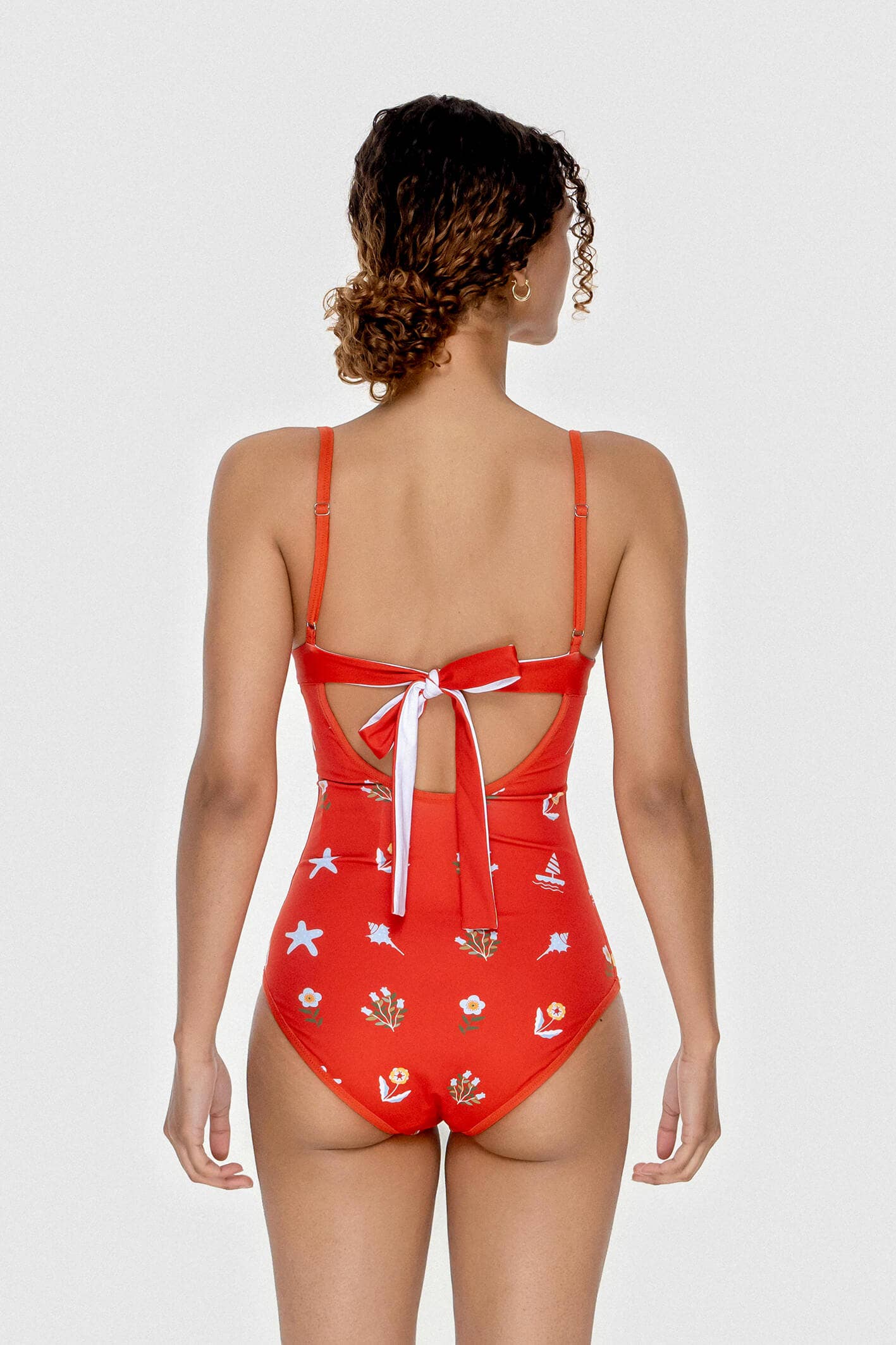 Red Coral Reversible V-Neck One-Piece Swimsuit