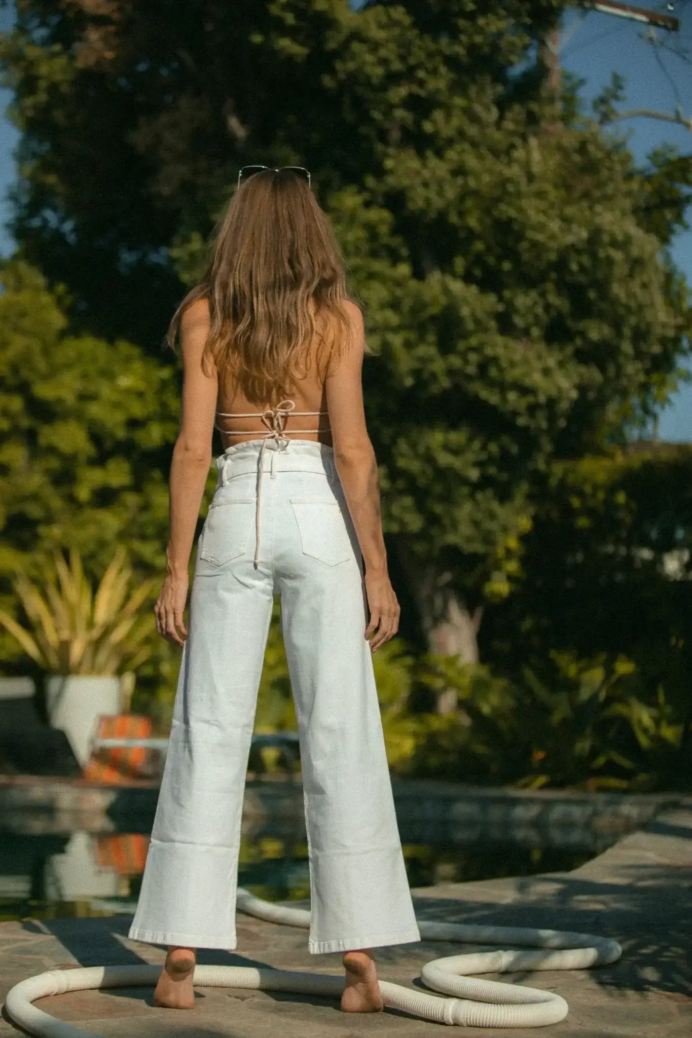 PORTER BLUE X PEOPLE OF LEISURE - Penny Paperbag Wide Leg