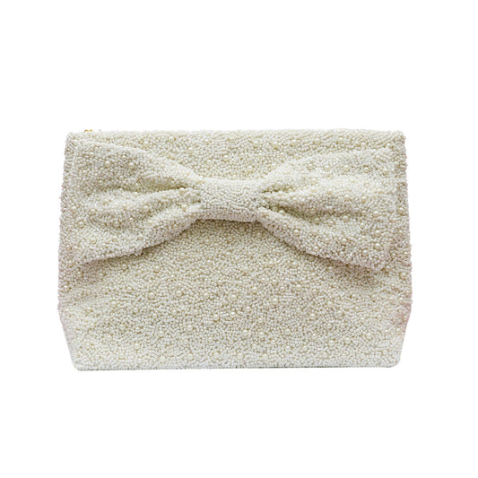 Bow on pearls bag - Ivory/Pearls
