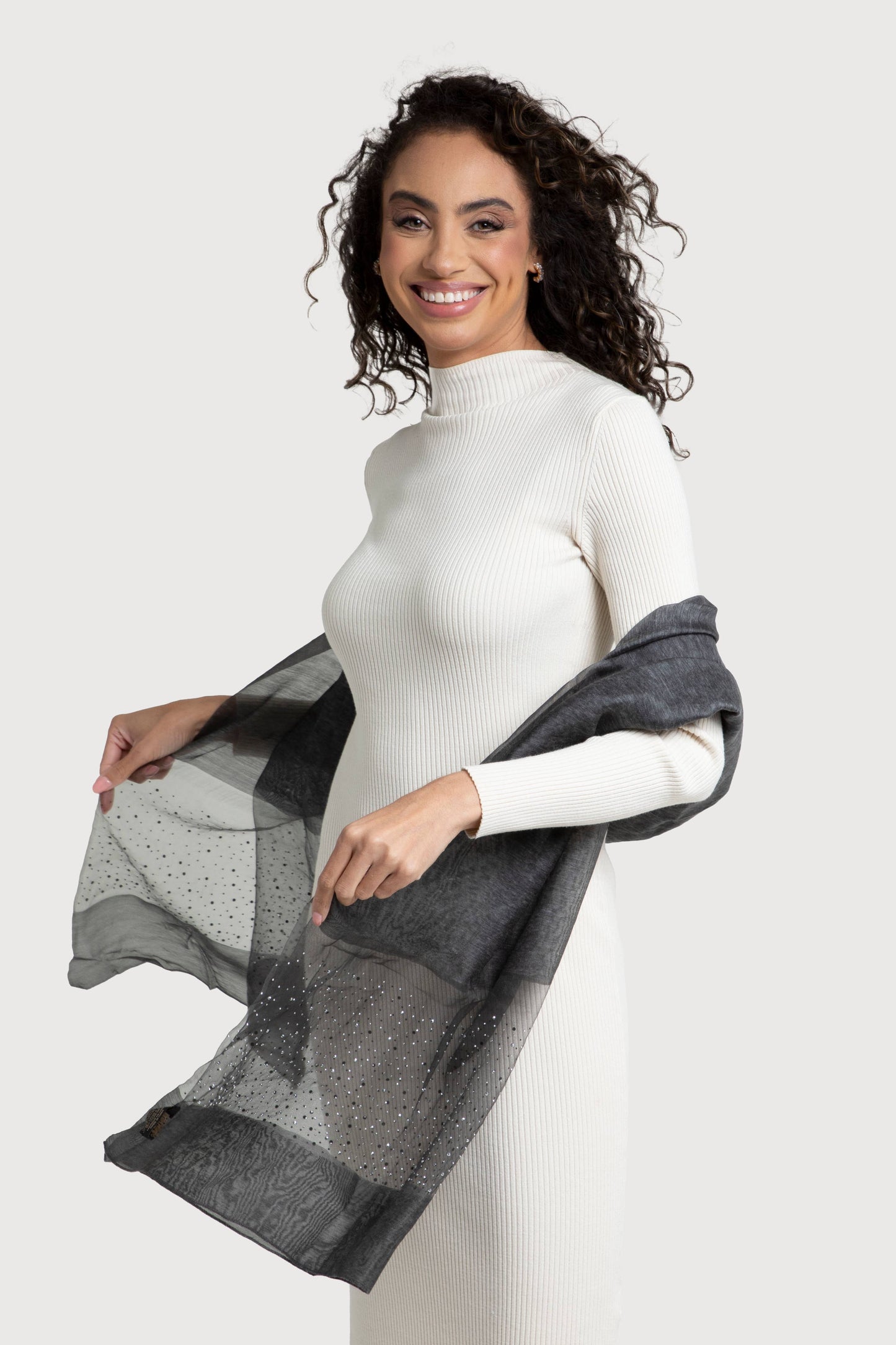 Star Gazer Wool Blend Sparkle Silk Scarf