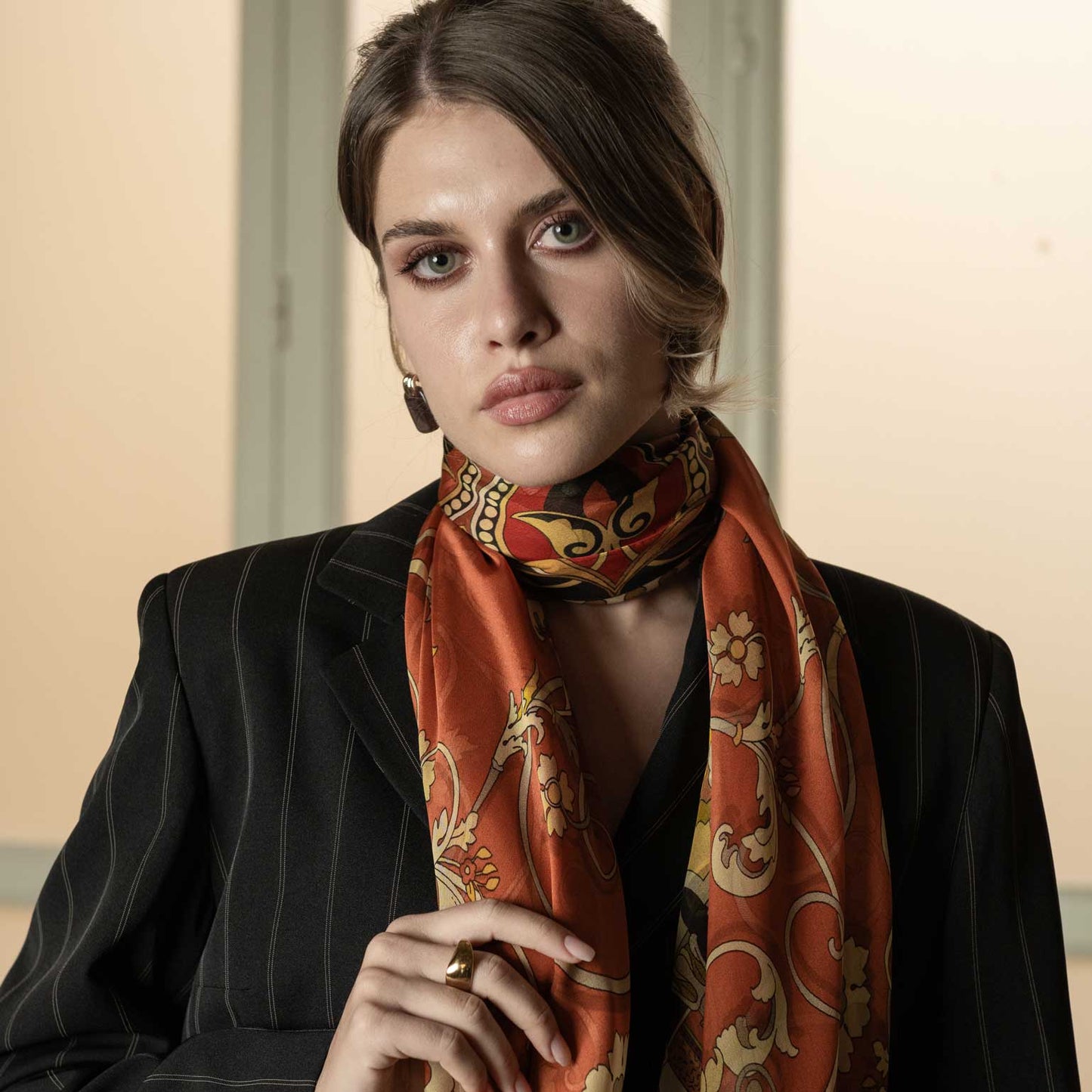 Natalia - Silk Scarf Shawl - Orange Marmalade