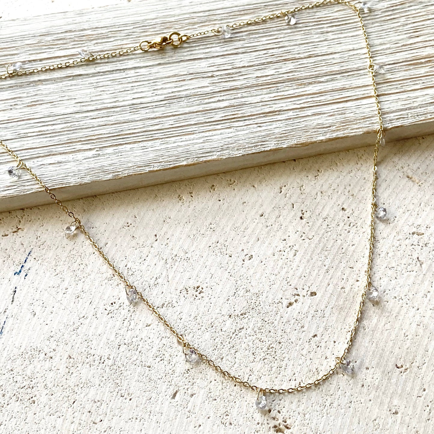 Layering necklace crystal bean chain 