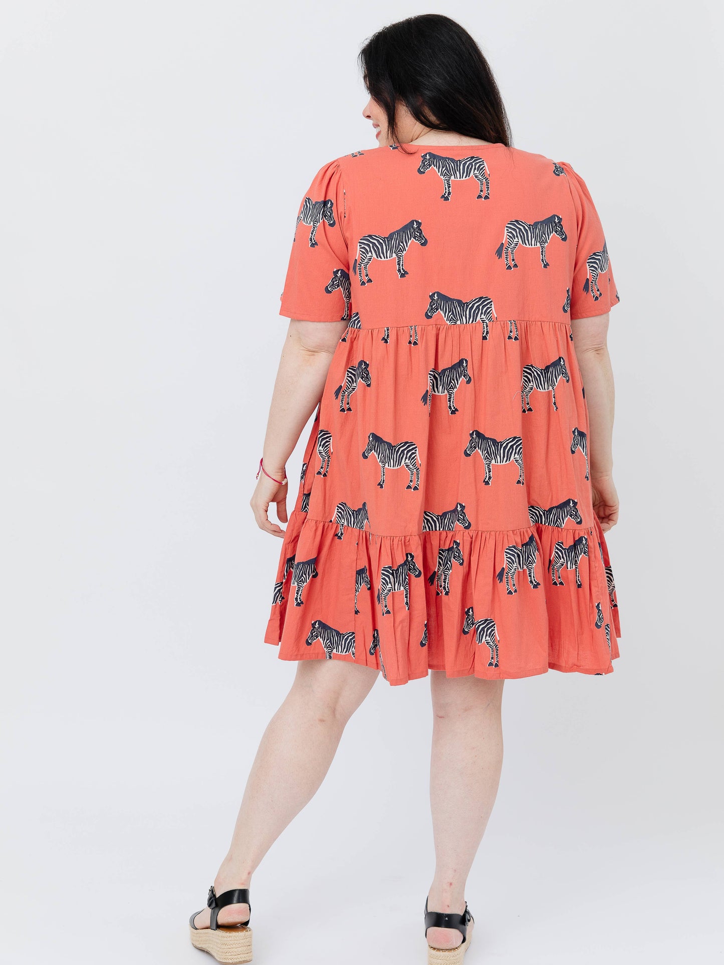 Adelaide Tiered Plus Size Mini Dress Zebra Bright Berry