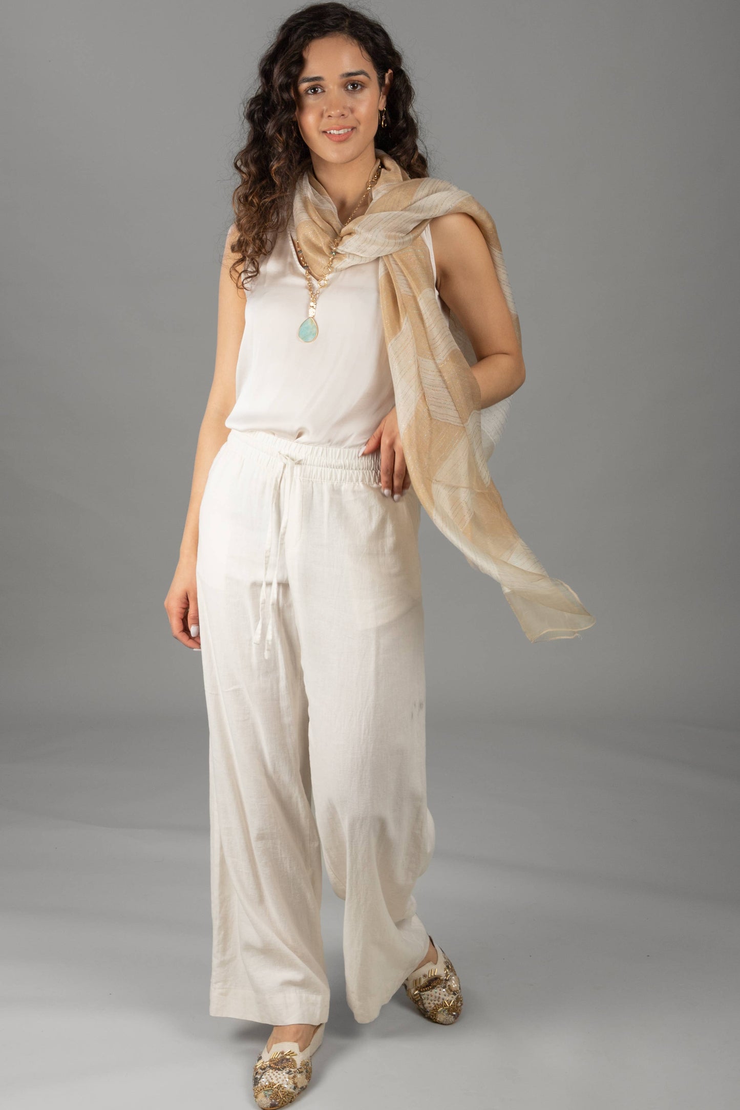Silk Wool Shimmering Striped Scarf