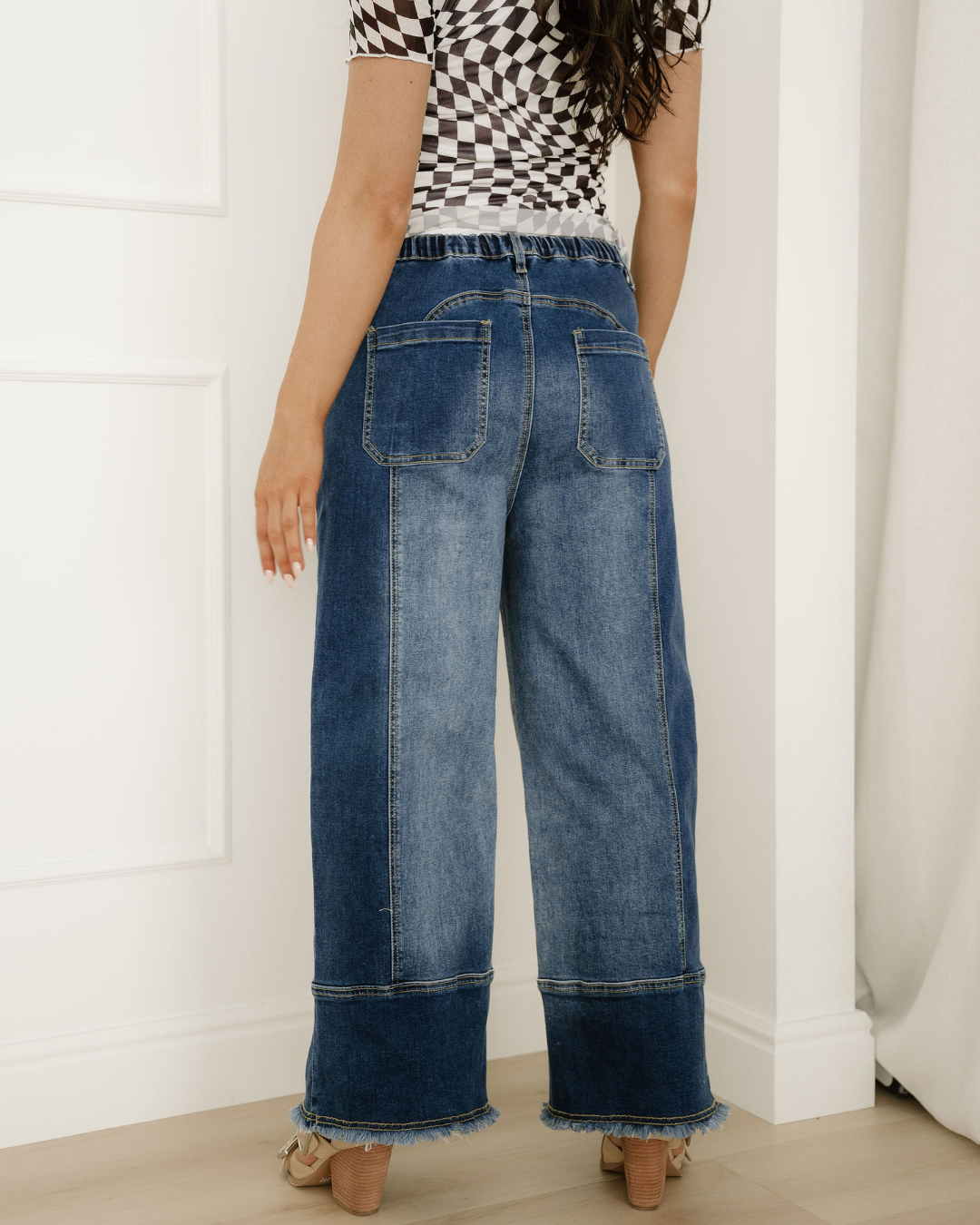 Beau Blue Jeans-Prussian Blue | Wide Leg Pants | Raw Hem