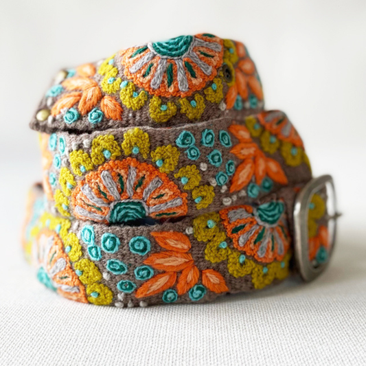Andean Whisper Embroidered Wool Belt