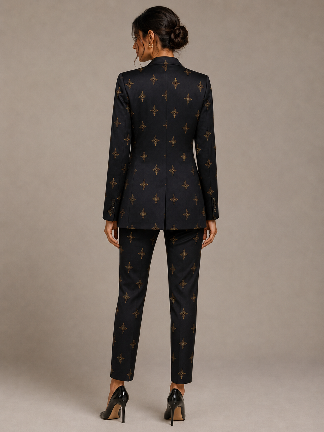 Aurelle Noir Motif Tailored Blazer