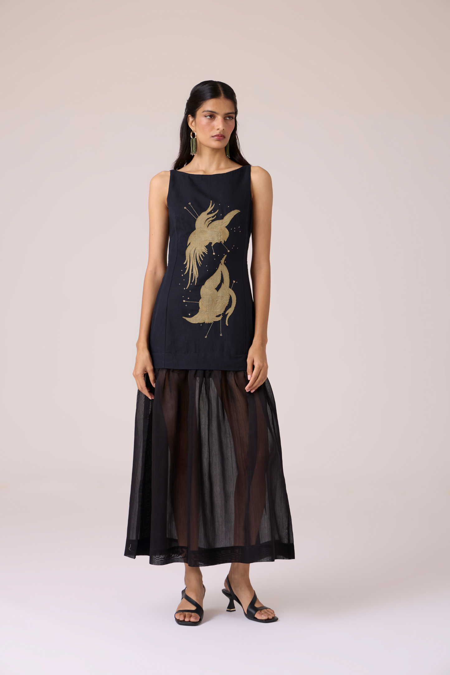 Astra Black Embroidered Maxi Dress