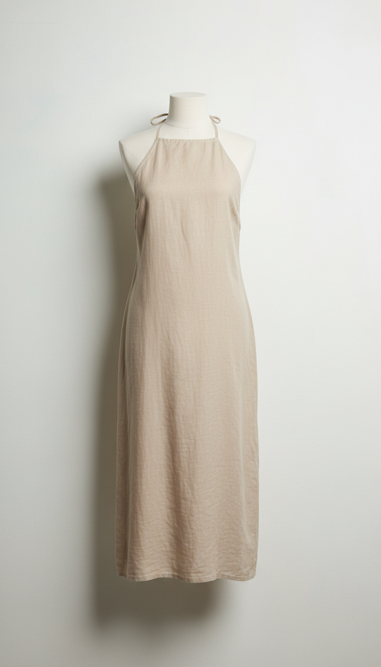 Sand Linen Halter Dress