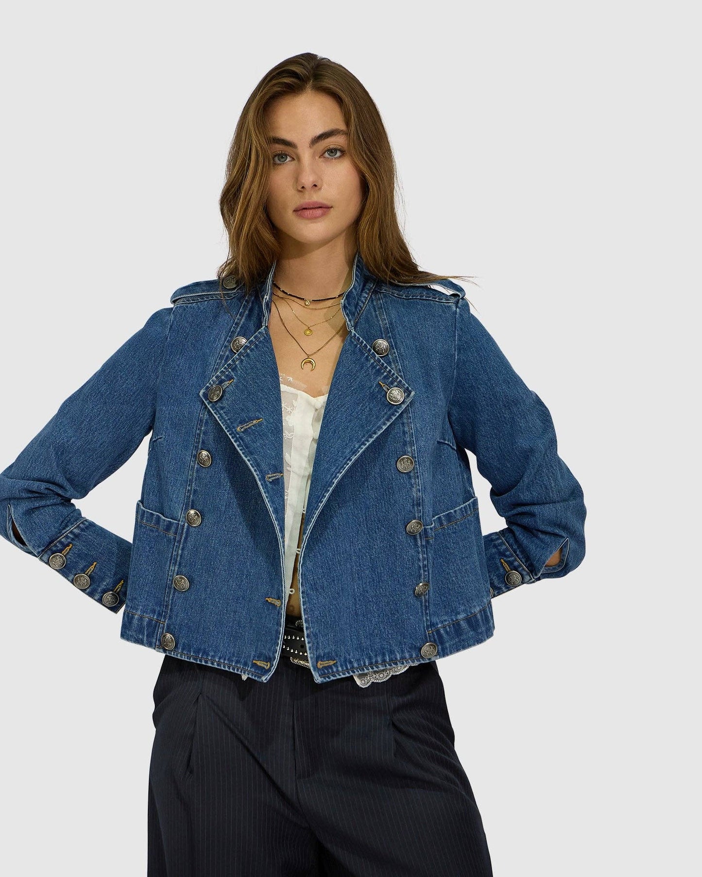 Front Line Military Denim Jacket - Blue Wash