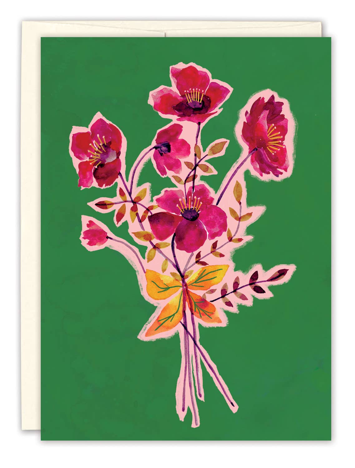 Red Posies Blank Card
