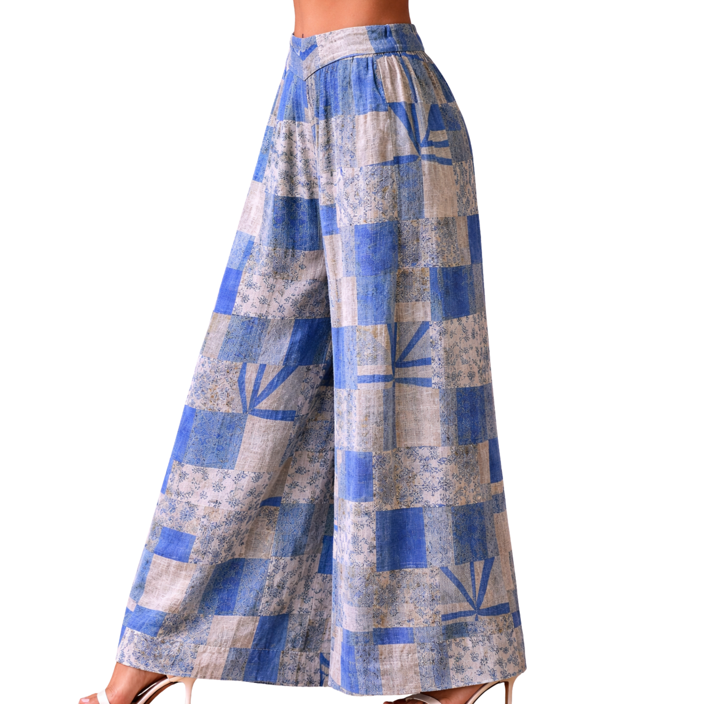 Rachel Linen Palazzo Pants – Flat Front – Artist Prints