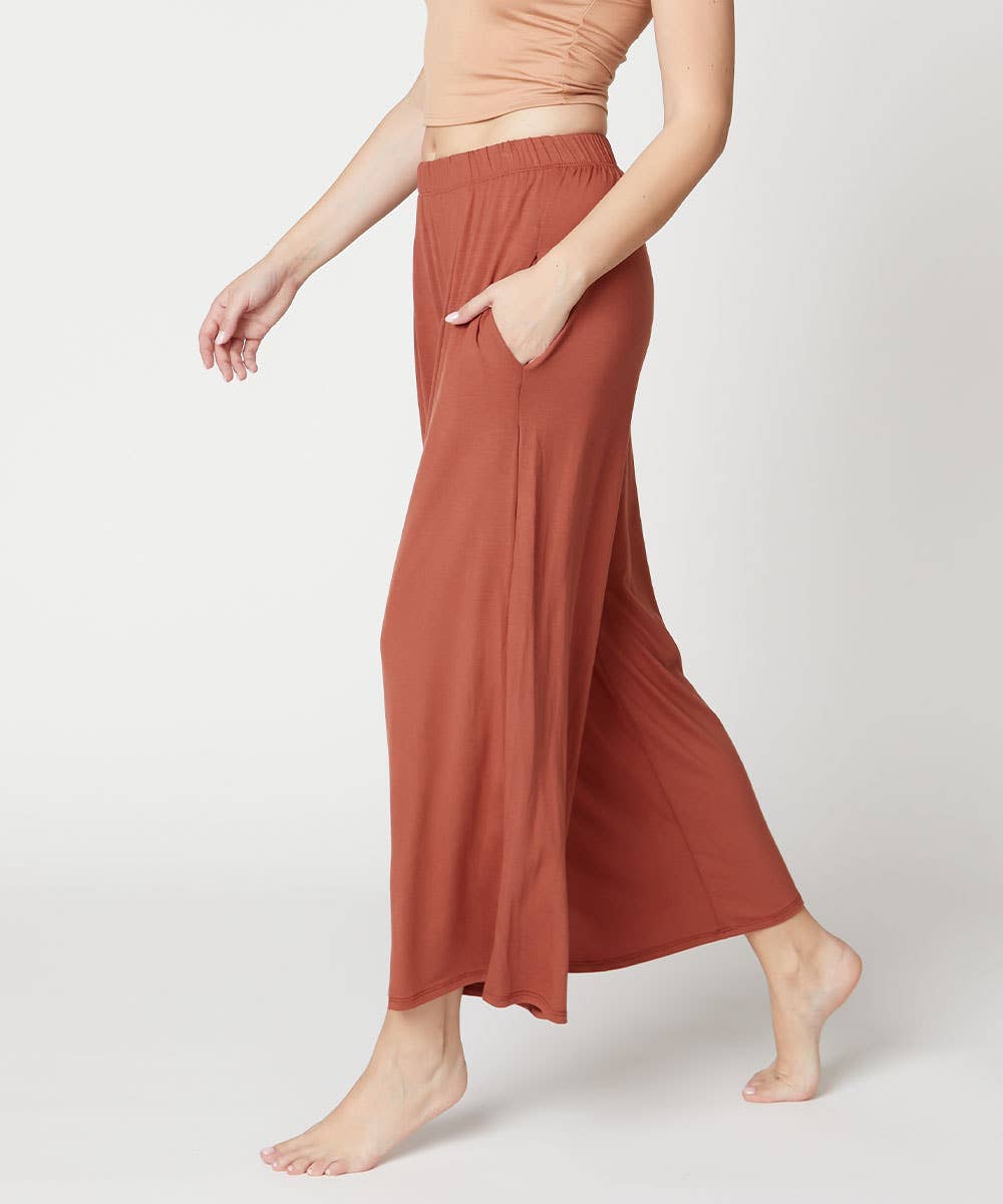 Bamboo wide pants ankle length