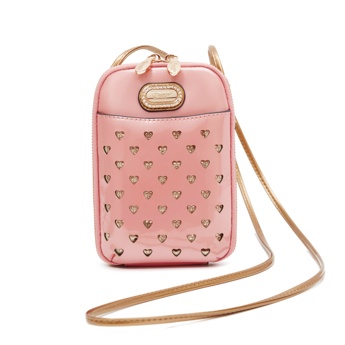 Brangio Italy Heart Stud Mini Patent Leather Phone Purse