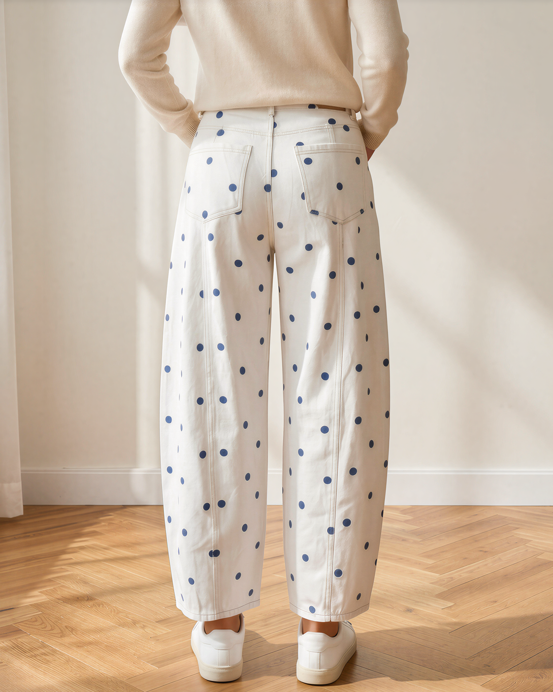Dallas Polka Dot Barrel Jeans | High Rise Denim
