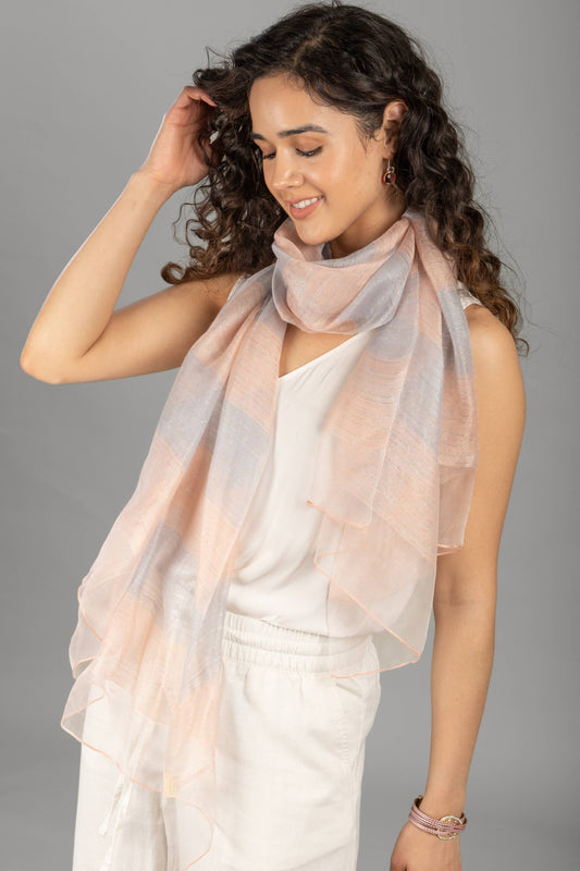 Silk Wool Shimmering Striped Scarf