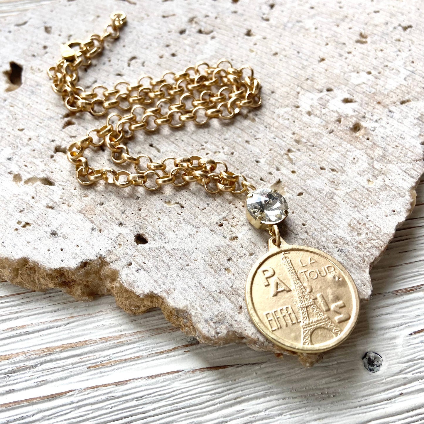 Paris France French coin necklace