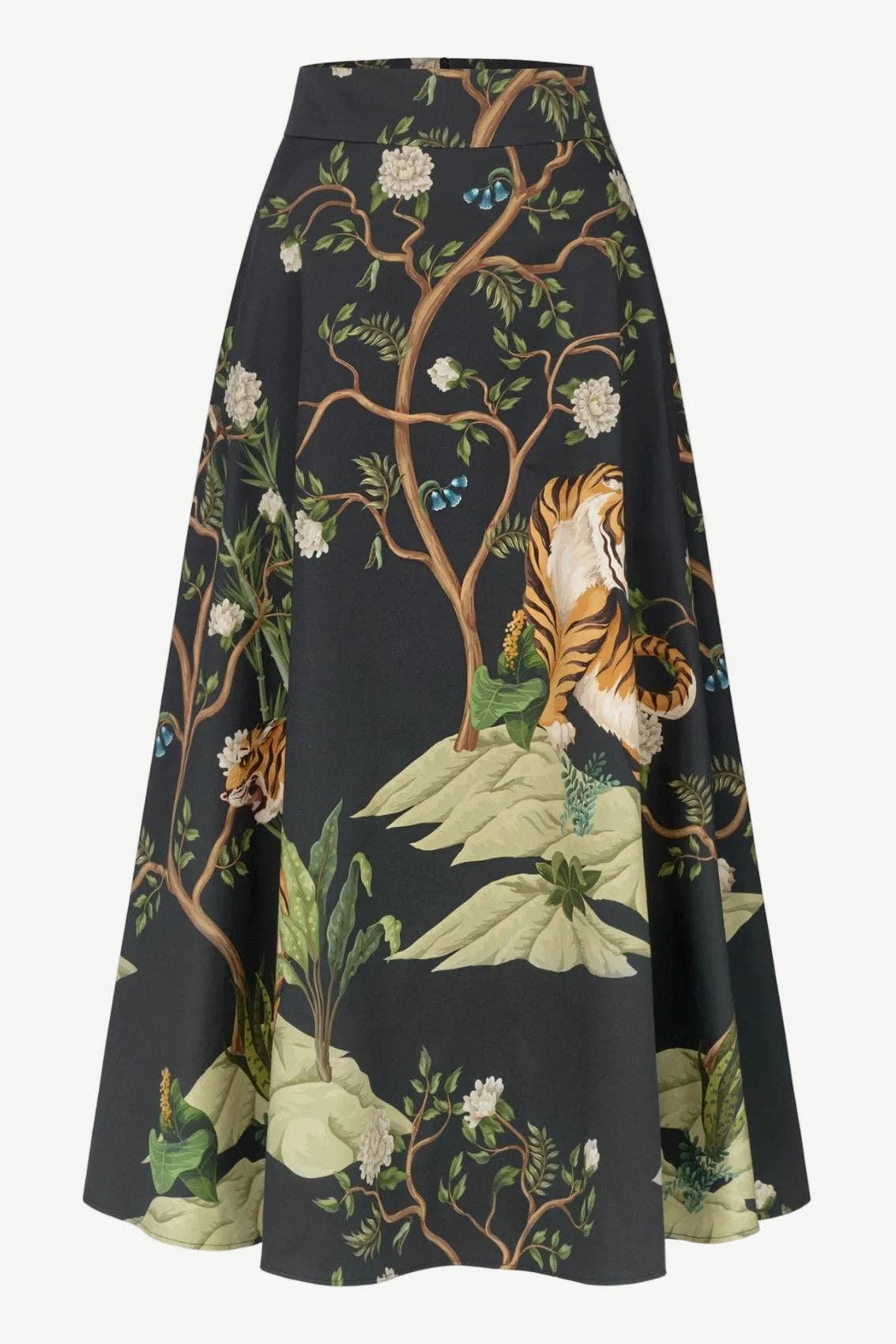 Maxi skirt with tiger print black