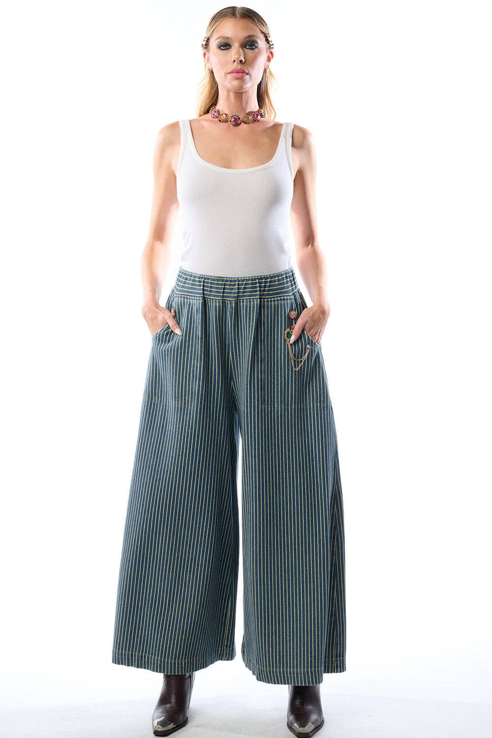 Adela Stripe Denim Pants