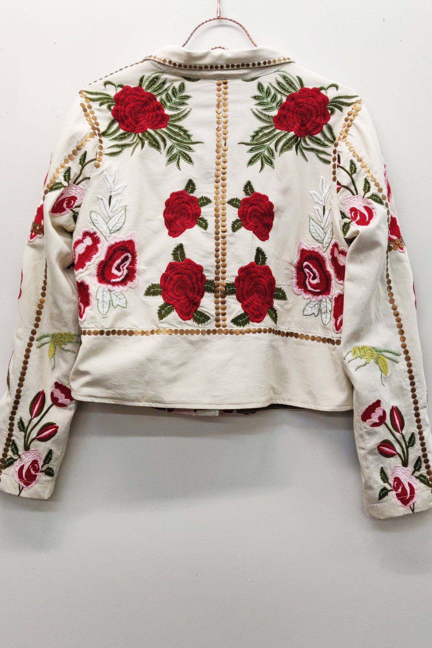 Carmen Embroidered Denim Motorcycle Jacket
