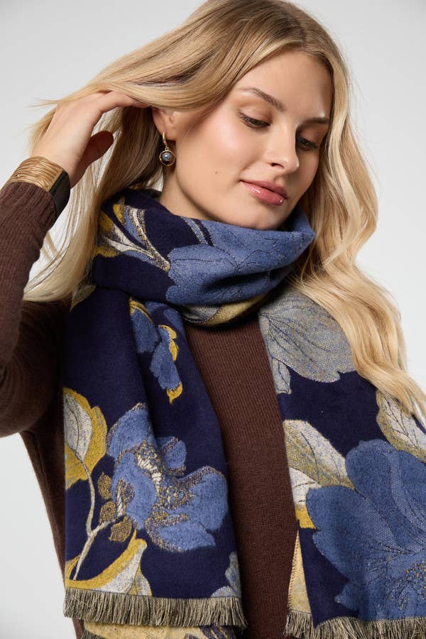 Gilded Floral Reversible Scarf