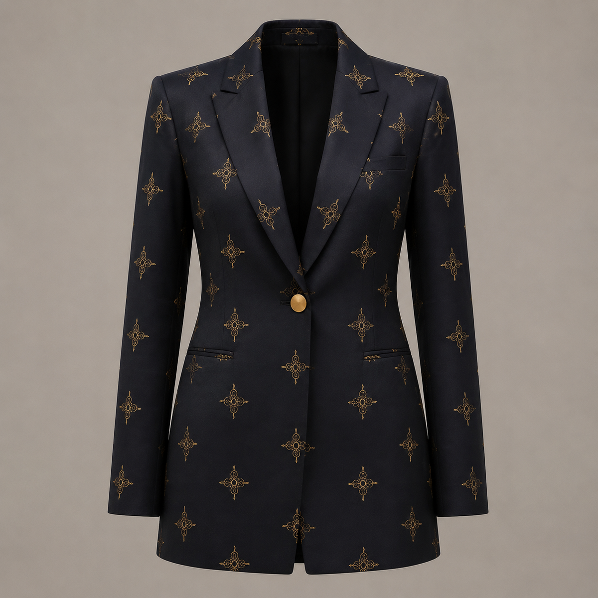Aurelle Noir Motif Tailored Blazer