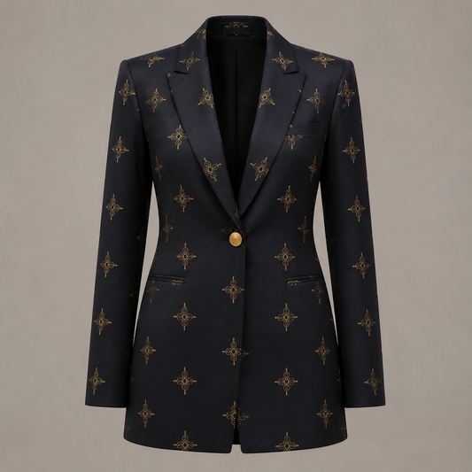 Aurelle Noir Motif Tailored Blazer