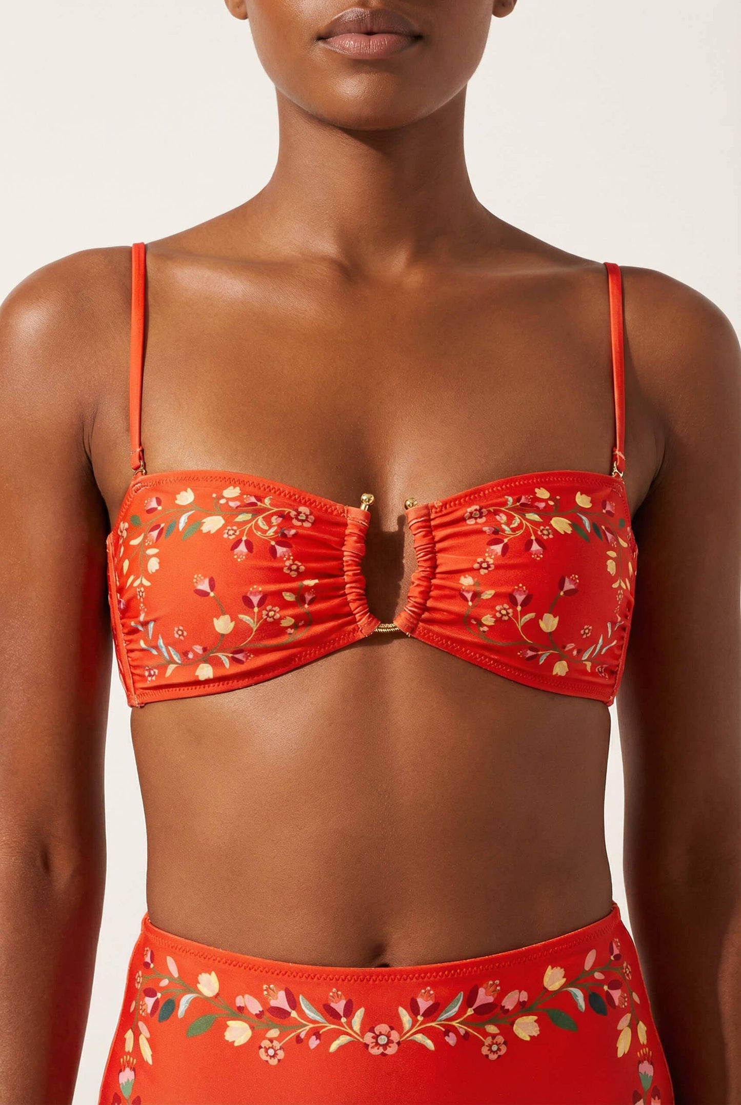 Scarlet Bloom Reversible Square Bandeau Top