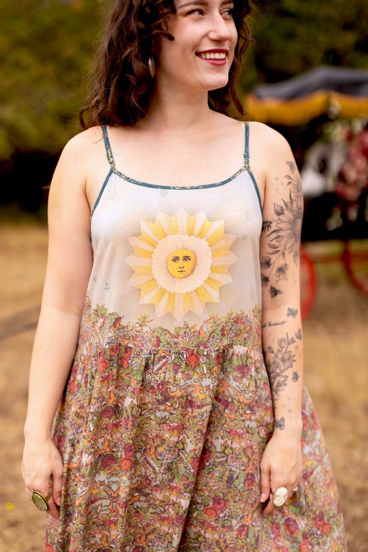 Love Revolution Bohéme Slip Dress w/ Sun, Horse & Florals