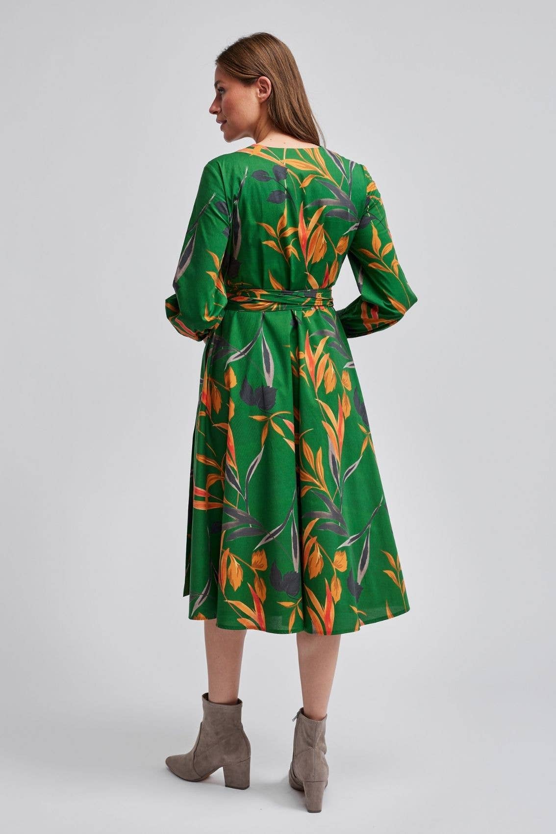 Wrap dress autumn leaves