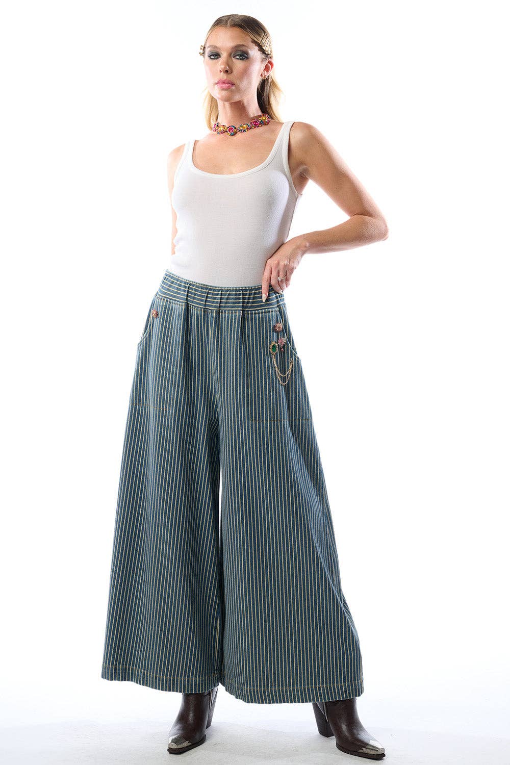 Adela Stripe Denim Pants