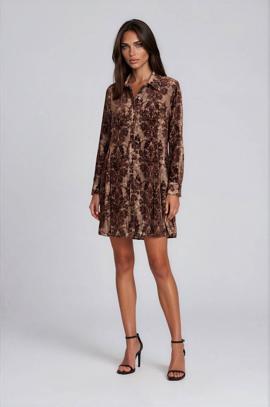Velvet Burnout Shirt Dress