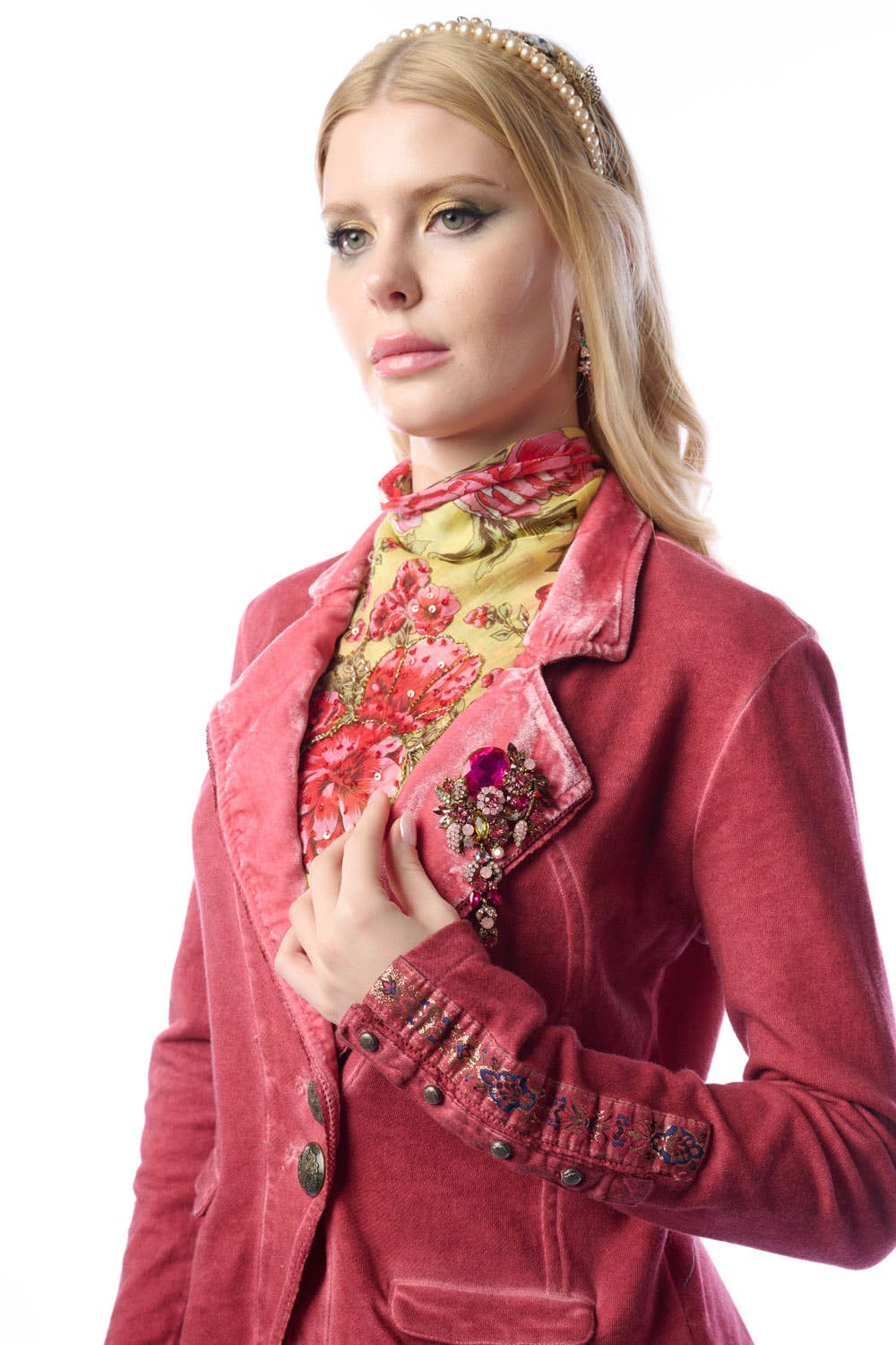 Colonel Red Velvet Jacket | Pinstripe Blazer | French Terry